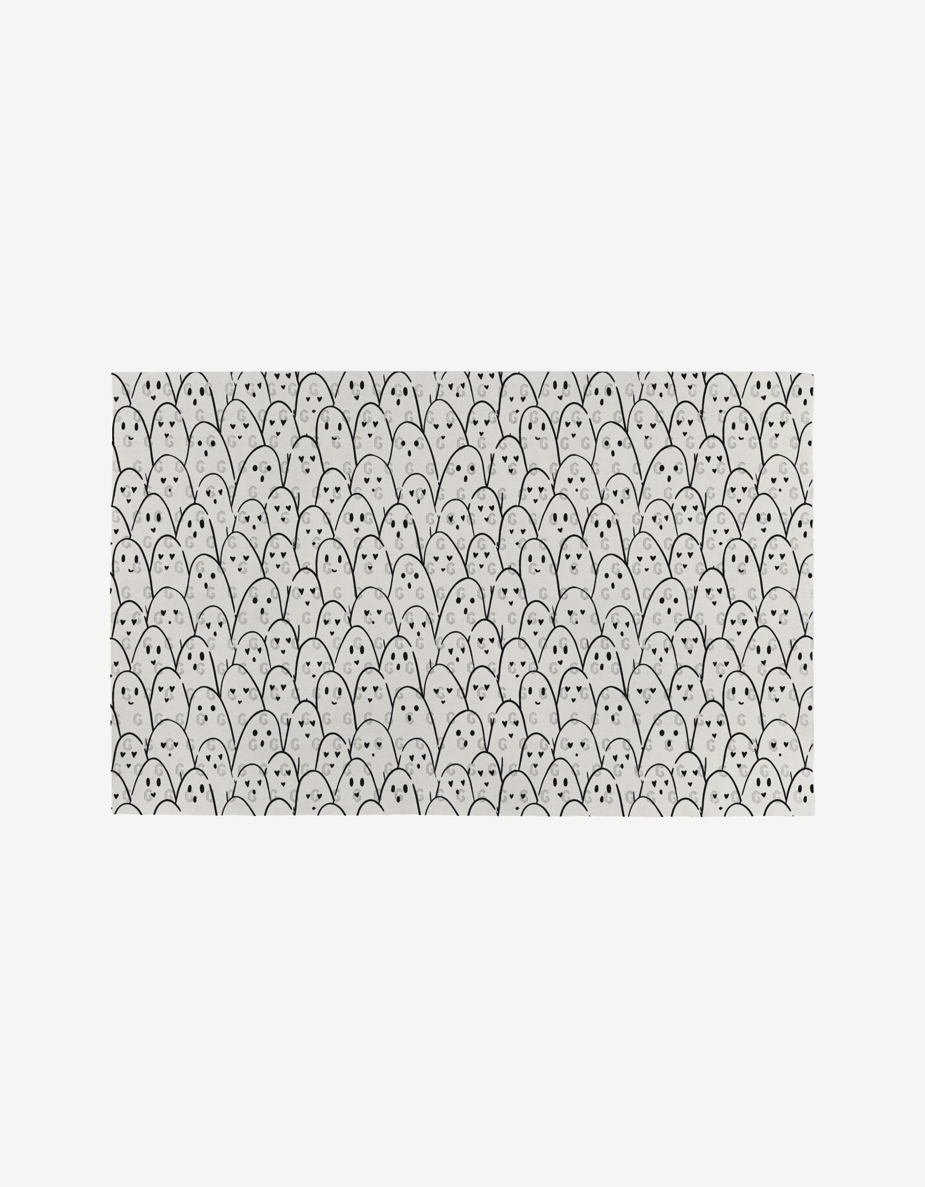 Happy Ghosts by Hufton Studio: a reusable, eco-friendly rectangle featuring a white background with a repeating pattern of simple, cartoon ghost faces—each with two black eyes and a small mouth. Definitely not paper towels!.