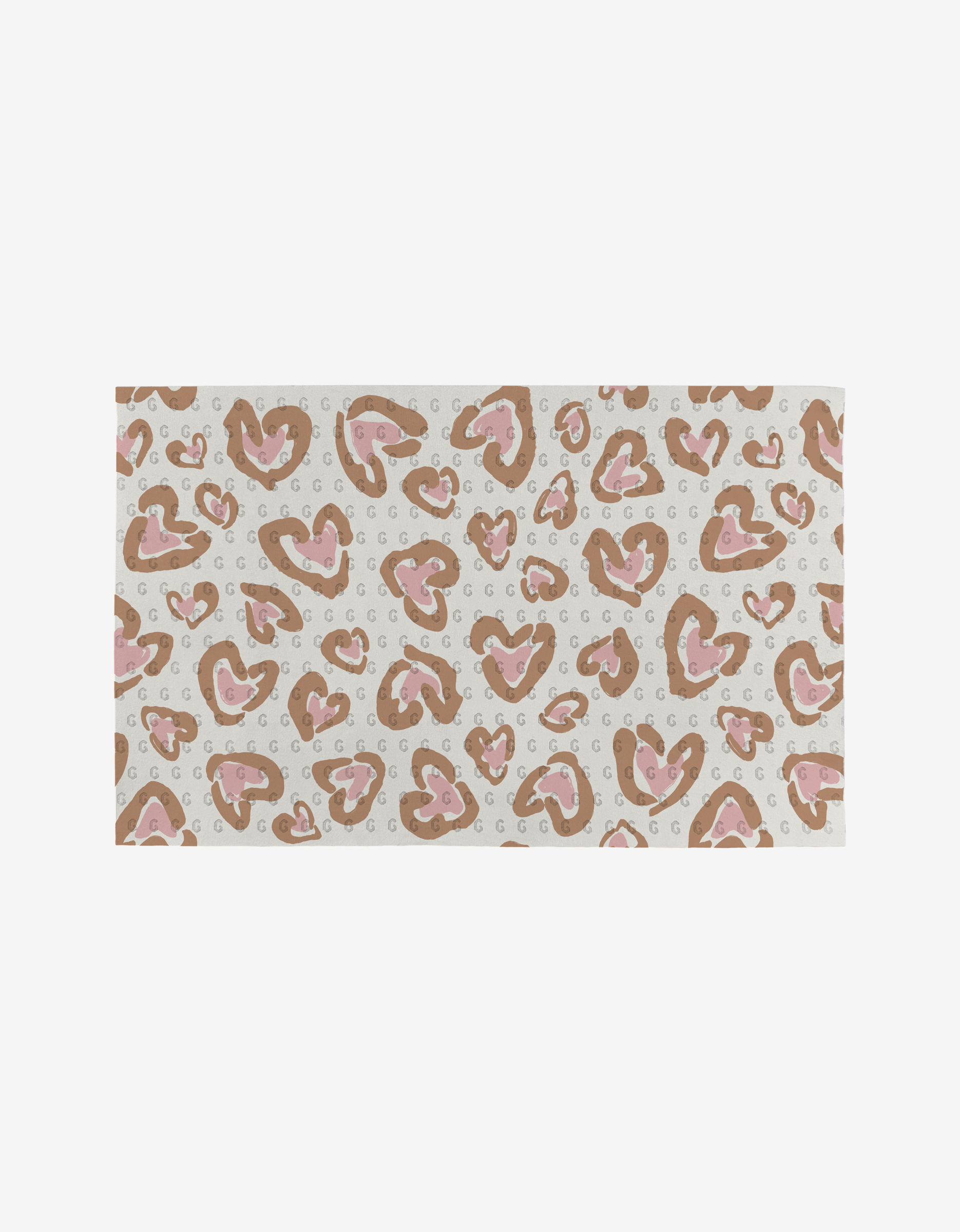 Heartbreaker by Hufton Studio: a rectangular, eco-friendly fabric with a beige background, featuring pink and brown heart patterns plus gray dots—an ideal alternative to Not Paper Towels.