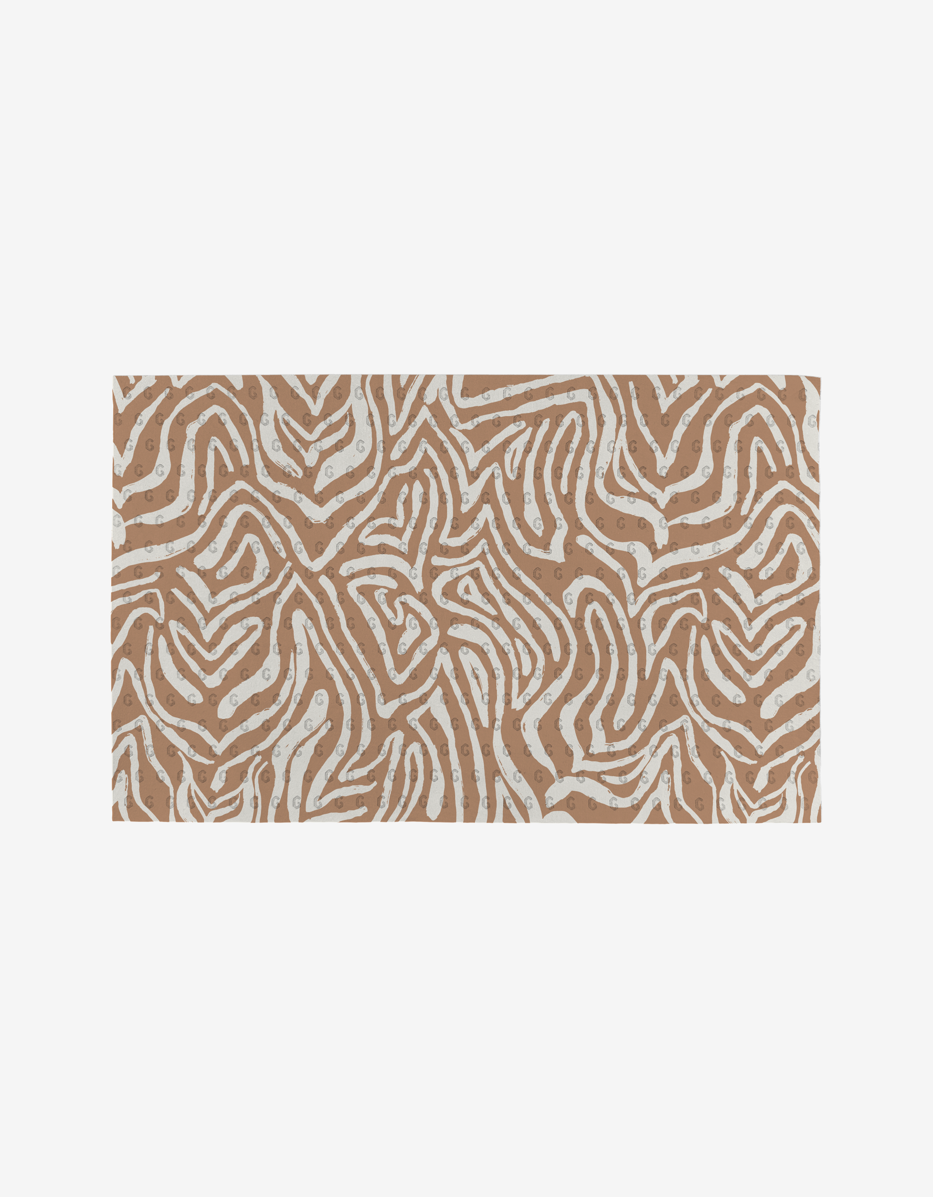 The Heartbreaker by Hufton Studio features an abstract pattern with irregular white wavy lines and scattered dots on tan—reminiscent of zebra stripes. This eco-friendly product is made from post-consumer recycled materials, inspired by Not Paper Towels.