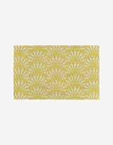 Lemon Pop by Ashley Celena: a rectangular yellow mat featuring white sunburst patterns and small yellow GG letters. This eco-friendly option is perfect as reusable or Not Paper Towels, shown on a plain white background.