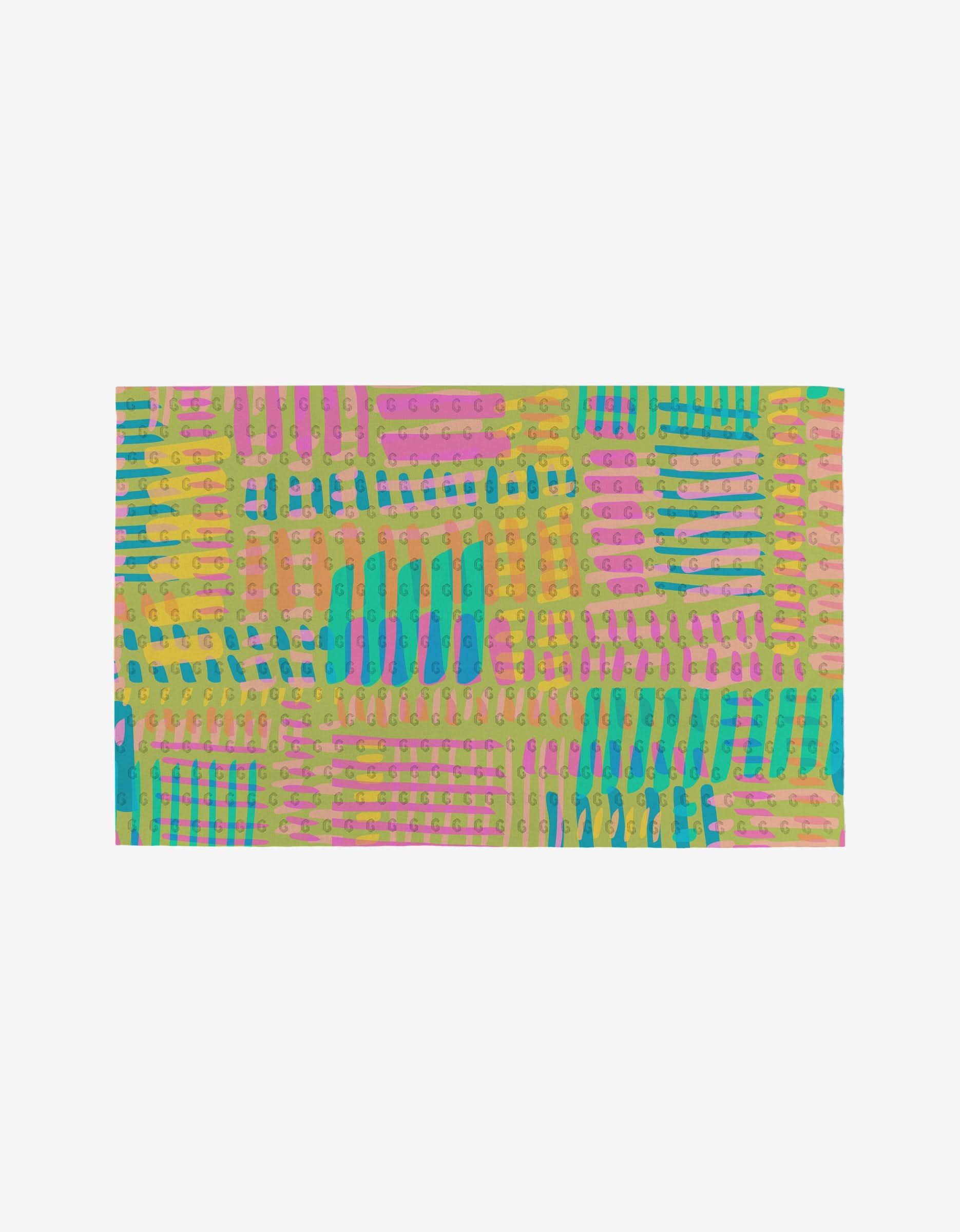 Positive Vibes by Sareka Unique features playful, overlapping lines and dots in yellow, pink, teal, and orange on white—a colorful grid design perfect for eco-friendly reusable Not Paper Towels.