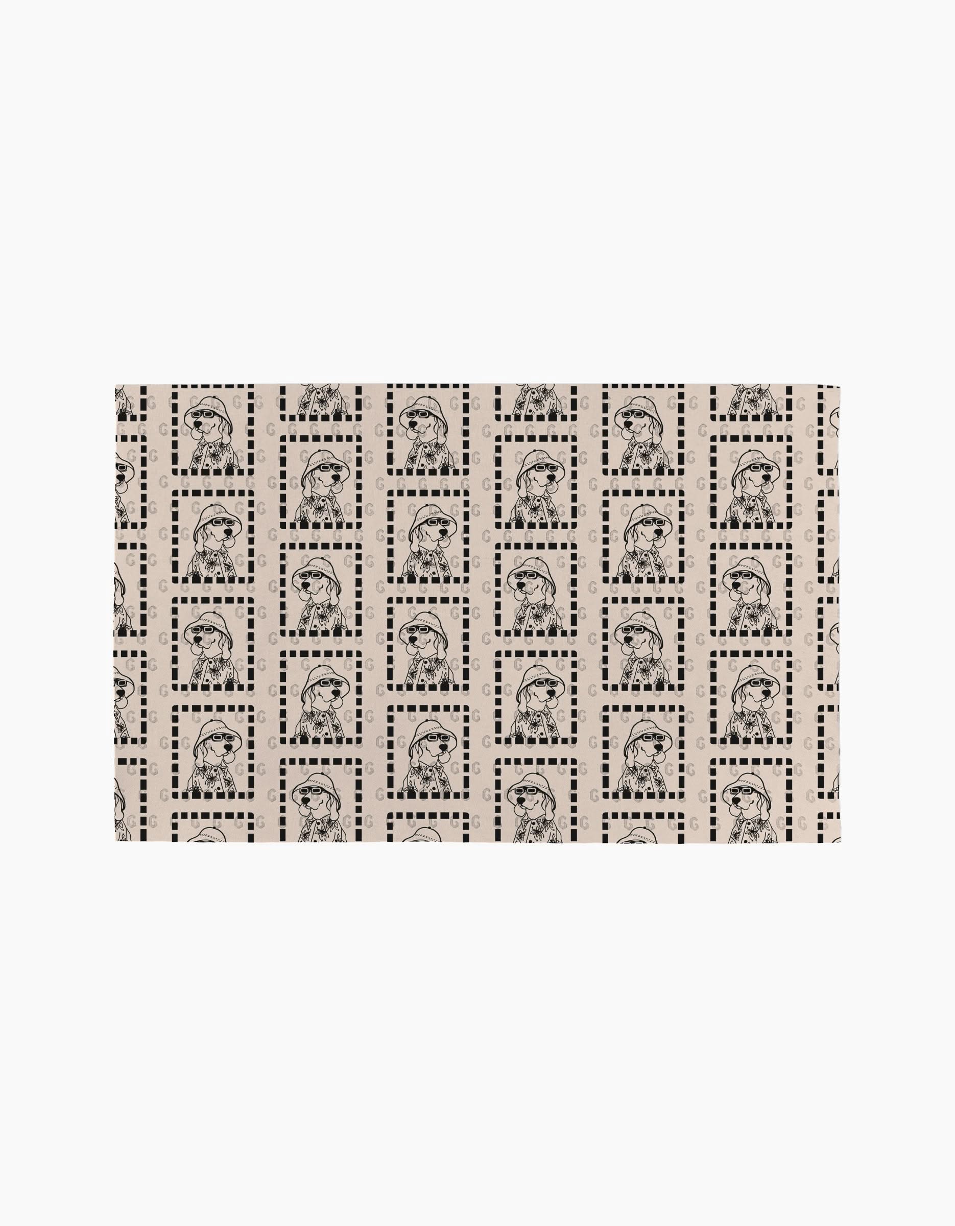 A sheet of Geometry’s “Ready For Summer Doggy” vintage-style stamps, each featuring a hat-wearing pup illustration with decorative borders on beige—an economical, eco-friendly option made from post-consumer recycled materials.