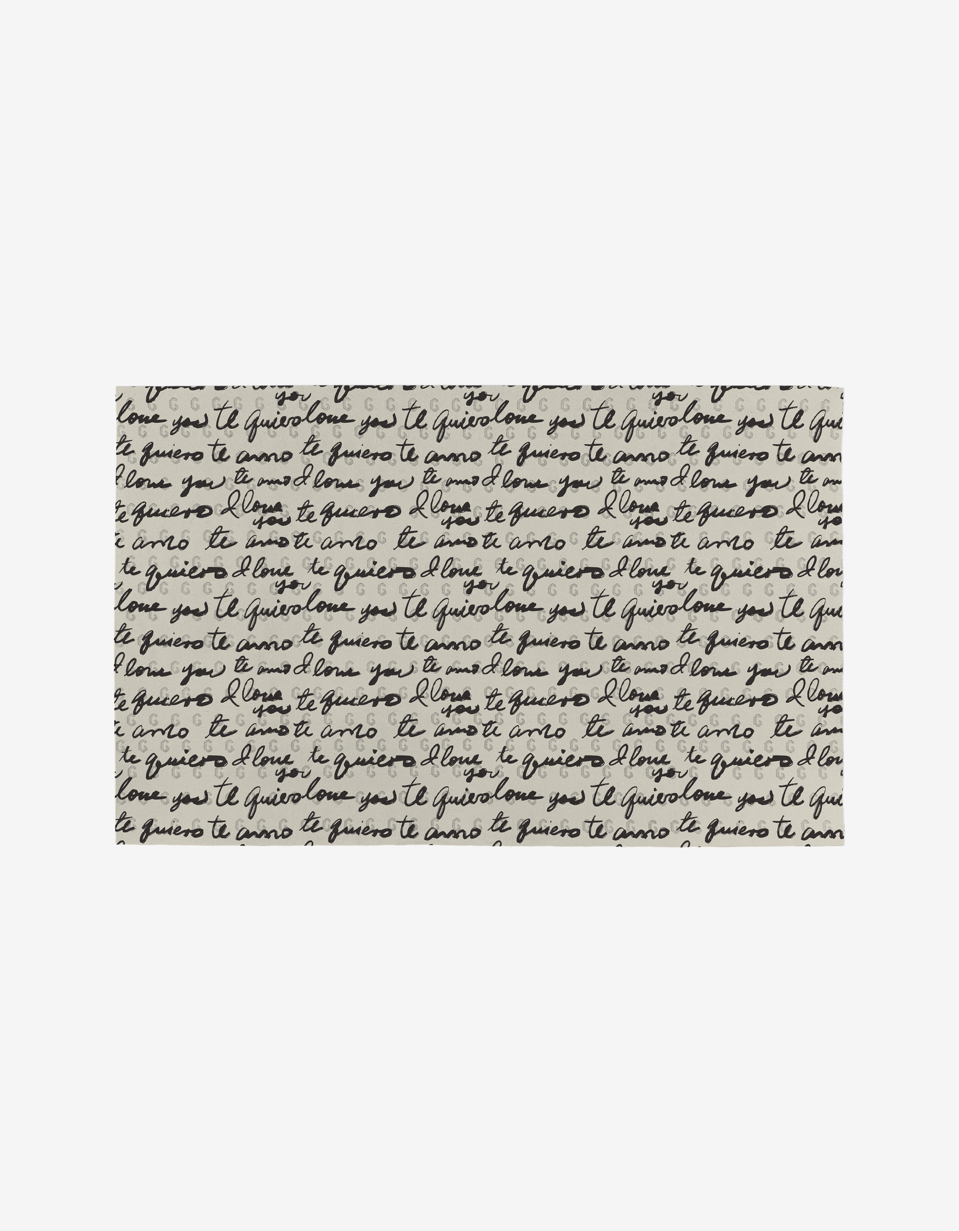 Black ink handwriting repeats je t’aime and te quiero (I love you in French and Spanish) on a white background—featured on Danelys Sidron’s Self Love Not Paper Towels, made with eco-friendly materials.