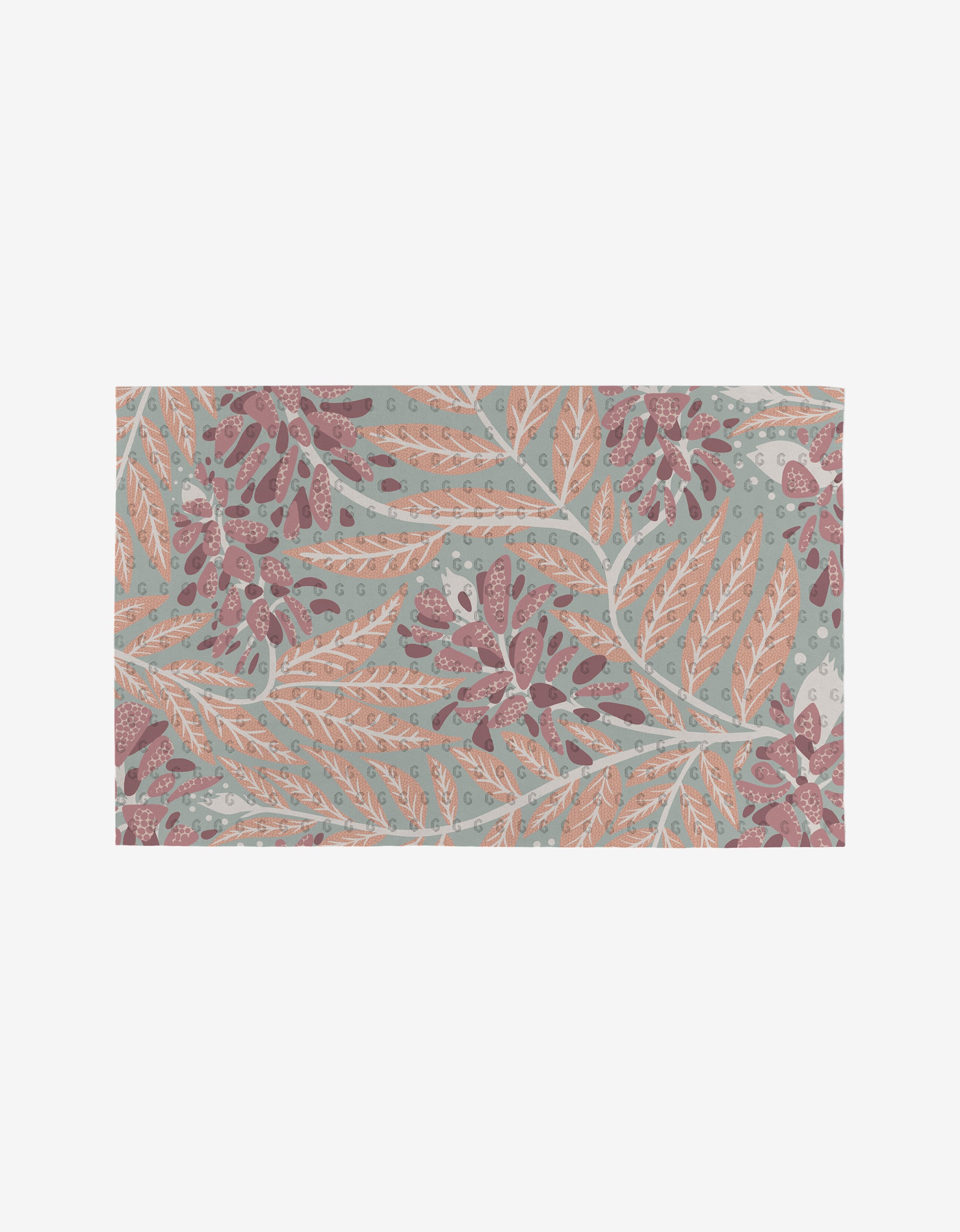 State Flowers by Julianne Haness: a rectangular, reusable fabric with a leafy botanical print in pink, orange, and teal on light gray—an eco-friendly alternative to Not Paper Towels.
