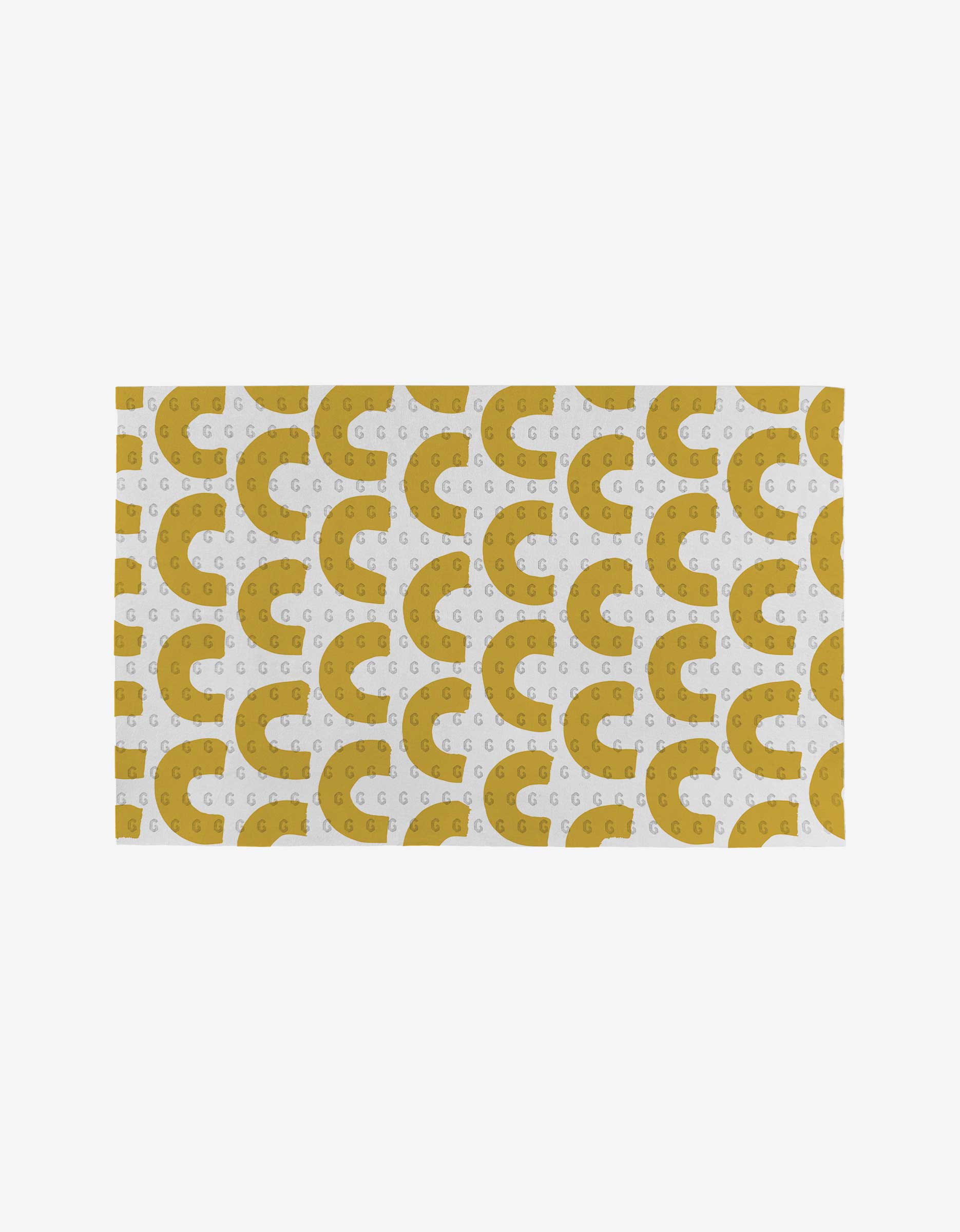 Sunny Hills Not Paper Towels by GEOMETRY feature a white background with yellow Pac-Man-like shapes and gray G letters, offering an eco-friendly alternative made from post-consumer recycled materials.