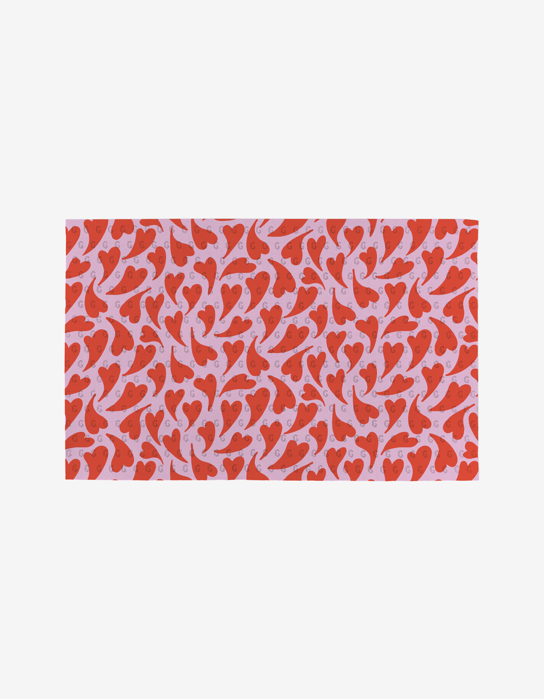 Swooning Hearts by Kayla Ann features a playful red and pink heart and paisley pattern on pale pink, perfect for eco-friendly reusable paper towels made from post-consumer recycled materials.