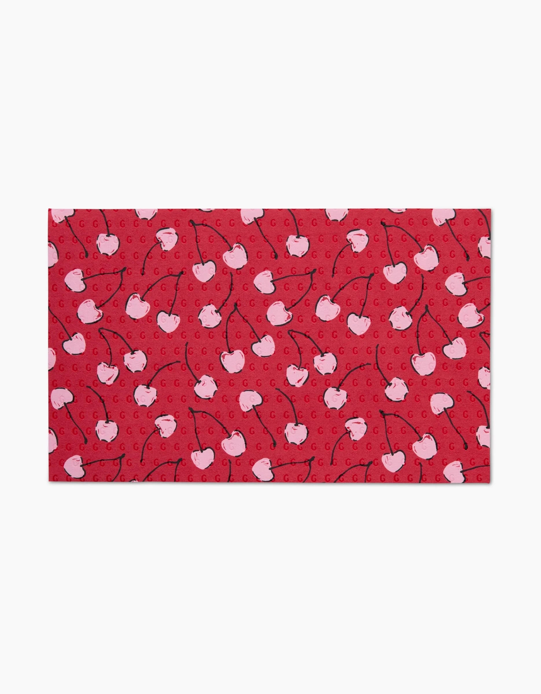Valentines Fruit Cherry by Hufton Studio is a red fabric with repeating pink cherries and black stems—ideal for eco-friendly kitchen towels or reusable paper towels.