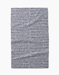 Geometrys Dot Dot Dot Fresh Linen is a square recycled kitchen towel featuring an irregular grid of small, uneven black dots on a white background. The slightly wrinkled fabric is shown laid flat on a white surface.