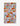 The Claire Iglesias Soft Cutouts Garden tea towel features an abstract geometric pattern in green, orange, yellow, lavender, pink, and white. The slightly wrinkled towel is shown laid flat on a white background.