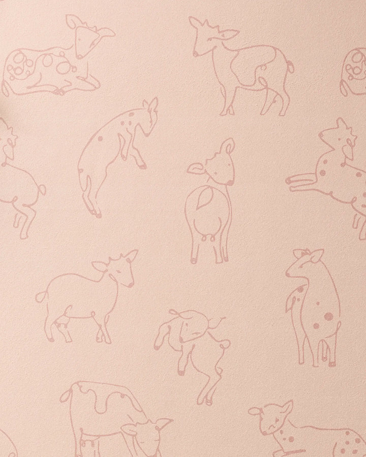 Featuring a light pink background with playful, line-drawn cows, Sara Mari’s Kidding Around is a recycled, non-slip yoga towel that brings a fun and whimsical touch to your practice.